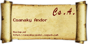 Csanaky Andor névjegykártya